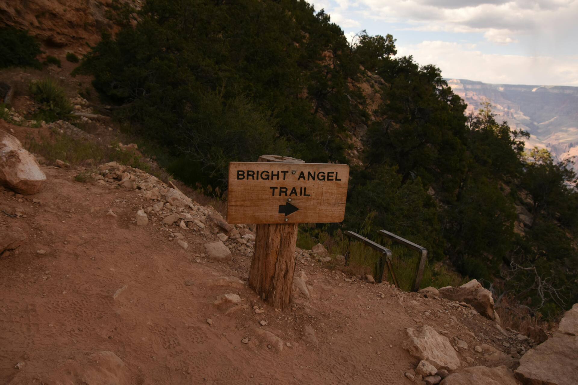 Bright Angel Trail sign at the Grand Canyon