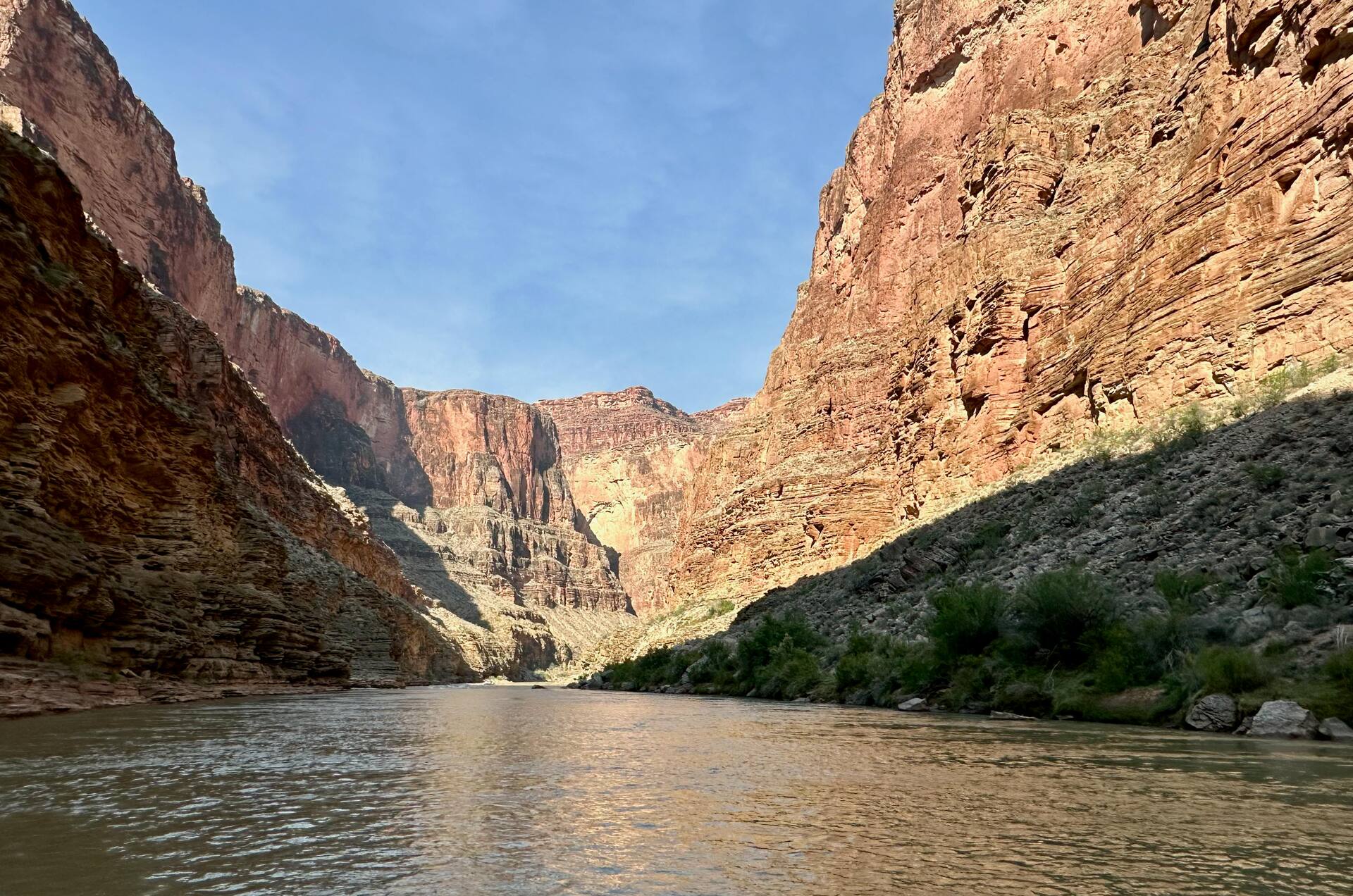 The Colorado River winding through the Grand Canyon