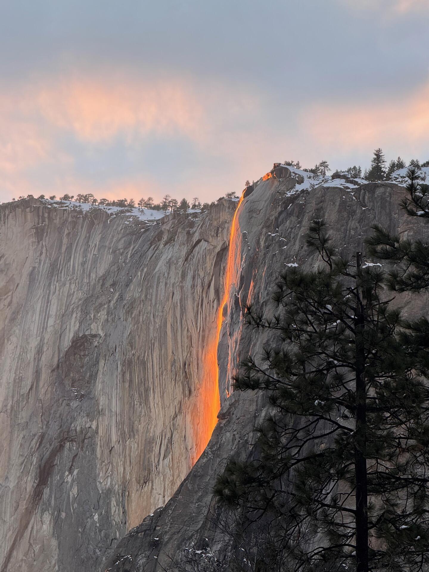 Yosemite Firefall — Horsetail Fall glowing orange at sunset